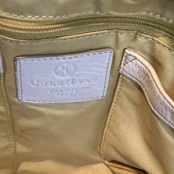 Cole Haan Pebbled Ivory Cream Leather Ruched Top Handbag - Picture 12 of 12